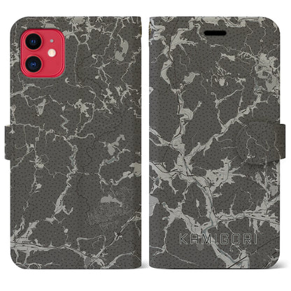 【上郡（兵庫県）】地図柄iPhoneケース（手帳タイプ）モノトーン・iPhone 11 用