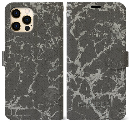 【上郡（兵庫県）】地図柄iPhoneケース（手帳タイプ）モノトーン・iPhone 12 Pro Max 用