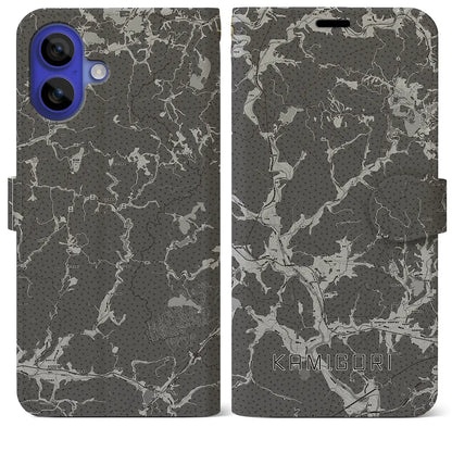 【上郡（兵庫県）】地図柄iPhoneケース（手帳タイプ）モノトーン・iPhone 16 Pro Max 用