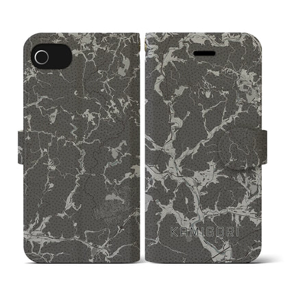 【上郡（兵庫県）】地図柄iPhoneケース（手帳タイプ）モノトーン・iPhone SE（第3 / 第2世代） / 8 / 7 / 6s / 6 用