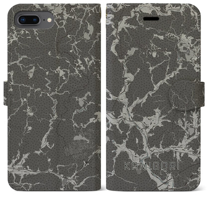 【上郡（兵庫県）】地図柄iPhoneケース（手帳タイプ）モノトーン・iPhone 8Plus /7Plus / 6sPlus / 6Plus 用