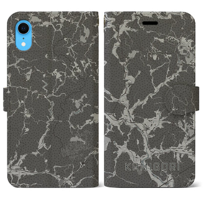 【上郡（兵庫県）】地図柄iPhoneケース（手帳タイプ）モノトーン・iPhone XR 用