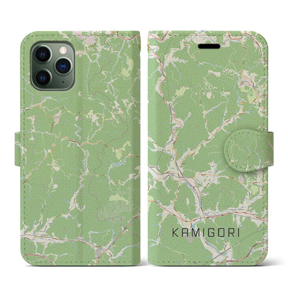 【上郡（兵庫県）】地図柄iPhoneケース（手帳タイプ）ナチュラル・iPhone 11 Pro 用
