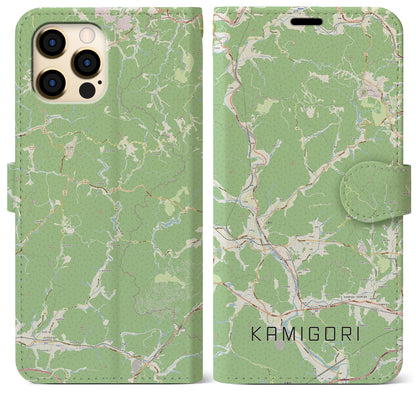 【上郡（兵庫県）】地図柄iPhoneケース（手帳タイプ）ナチュラル・iPhone 12 Pro Max 用