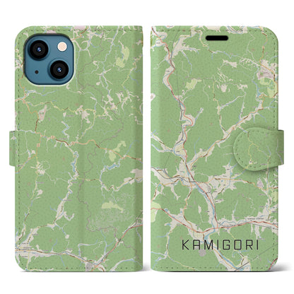 【上郡（兵庫県）】地図柄iPhoneケース（手帳タイプ）ナチュラル・iPhone 13 用