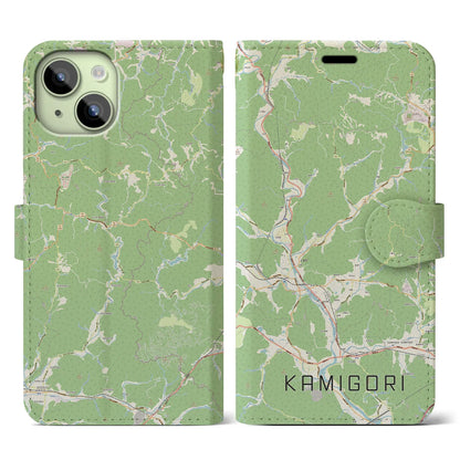 【上郡（兵庫県）】地図柄iPhoneケース（手帳タイプ）ナチュラル・iPhone 15 用