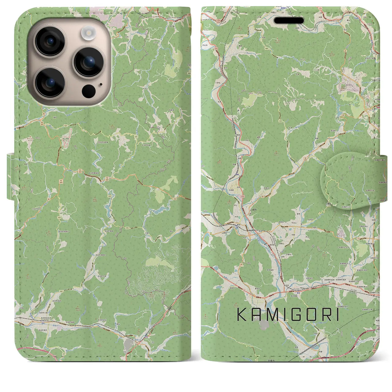 【上郡（兵庫県）】地図柄iPhoneケース（手帳タイプ）ナチュラル・iPhone 16 Plus 用