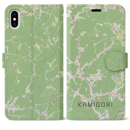 【上郡（兵庫県）】地図柄iPhoneケース（手帳タイプ）ナチュラル・iPhone XS Max 用