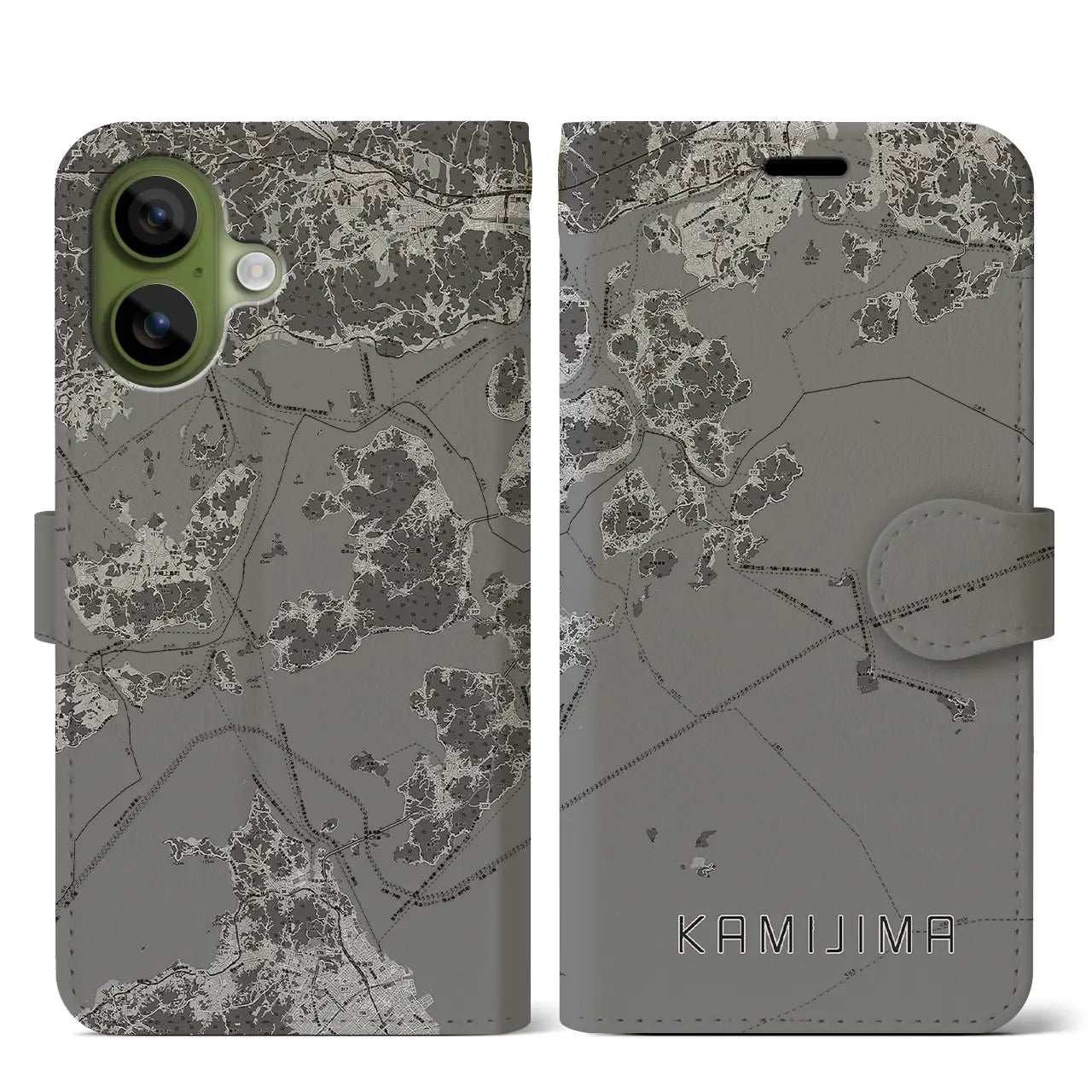 【上島（愛媛県）】地図柄iPhoneケース（手帳タイプ）