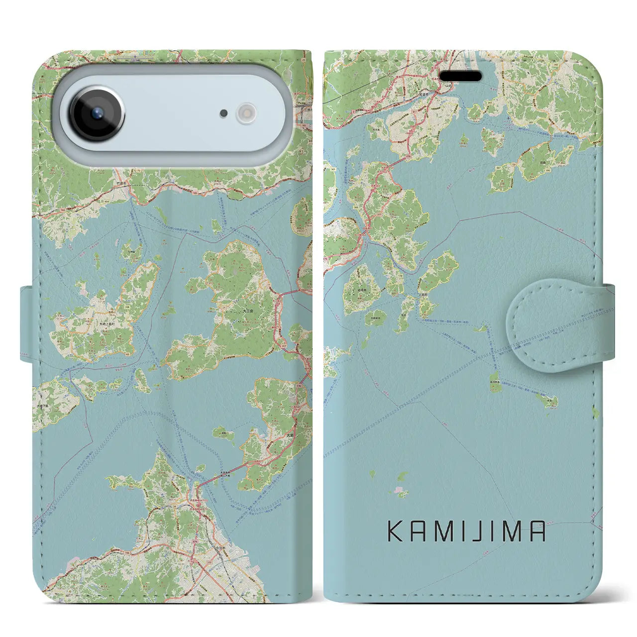 【上島（愛媛県）】地図柄iPhoneケース（手帳タイプ）