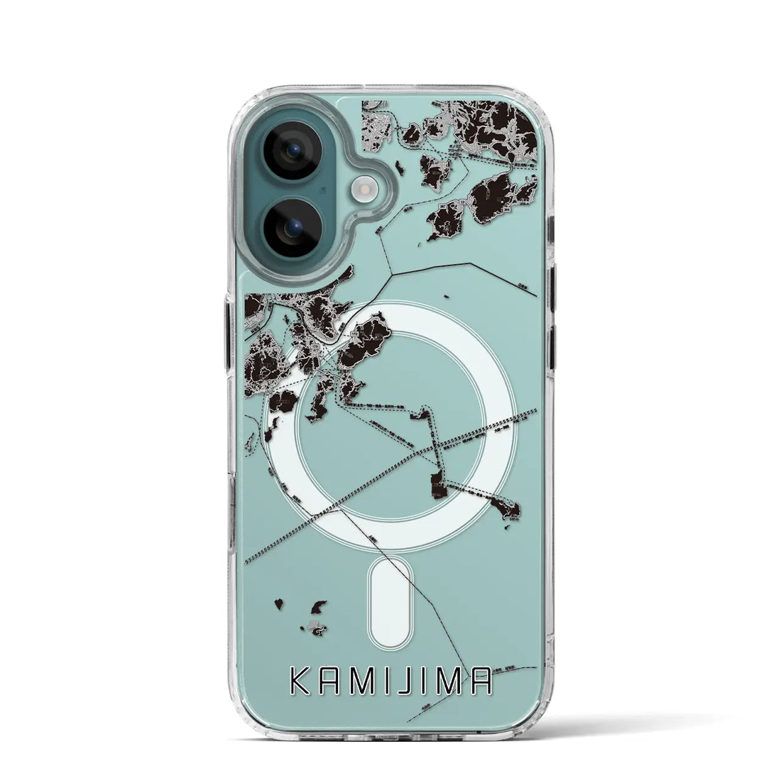 【上島（愛媛県）】地図柄iPhoneケース（MagSafeタイプ）モノトーン・iPhone 16 Pro 用