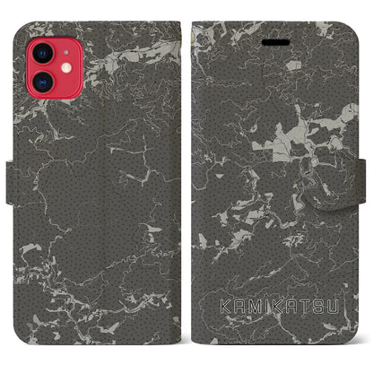 【上勝（徳島県）】地図柄iPhoneケース（手帳タイプ）モノトーン・iPhone 11 用