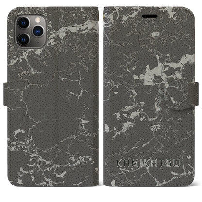 【上勝（徳島県）】地図柄iPhoneケース（手帳タイプ）モノトーン・iPhone 11 Pro Max 用