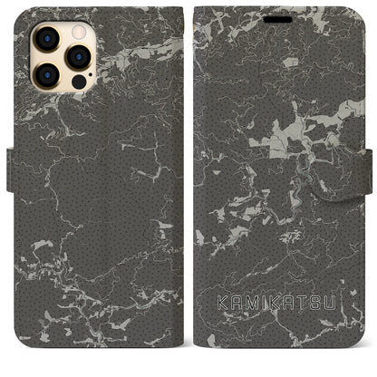 【上勝（徳島県）】地図柄iPhoneケース（手帳タイプ）モノトーン・iPhone 12 Pro Max 用