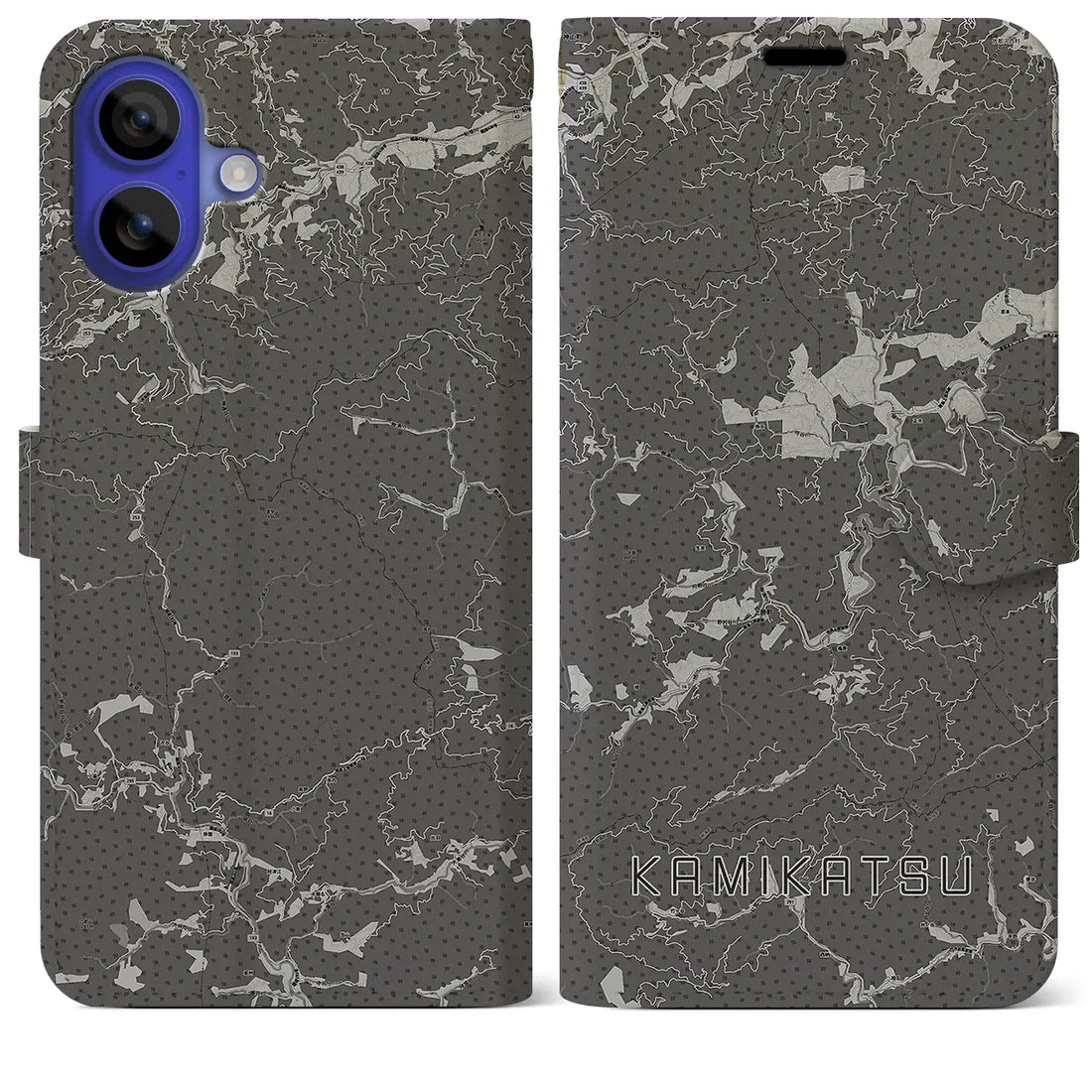 【上勝(徳島県)】地図柄iPhoneケース(手帳タイプ)モノトーン・iPhone 16 Pro Max 用