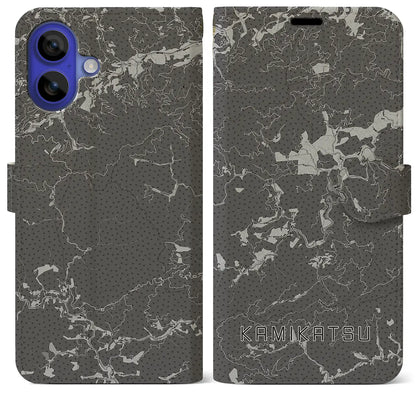 【上勝（徳島県）】地図柄iPhoneケース（手帳タイプ）モノトーン・iPhone 16 Pro Max 用