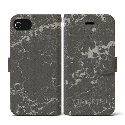 【上勝（徳島県）】地図柄iPhoneケース（手帳タイプ）モノトーン・iPhone SE（第3 / 第2世代） / 8 / 7 / 6s / 6 用