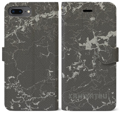 【上勝（徳島県）】地図柄iPhoneケース（手帳タイプ）モノトーン・iPhone 8Plus /7Plus / 6sPlus / 6Plus 用