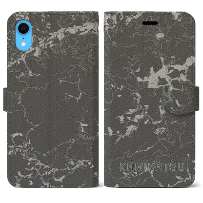 【上勝（徳島県）】地図柄iPhoneケース（手帳タイプ）モノトーン・iPhone XR 用