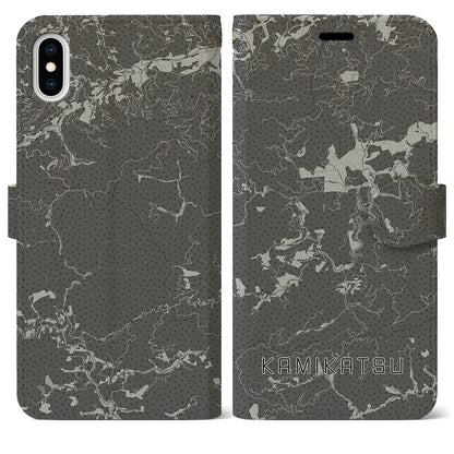 【上勝（徳島県）】地図柄iPhoneケース（手帳タイプ）モノトーン・iPhone XS Max 用