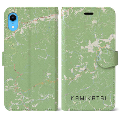 【上勝（徳島県）】地図柄iPhoneケース（手帳タイプ）ナチュラル・iPhone XR 用