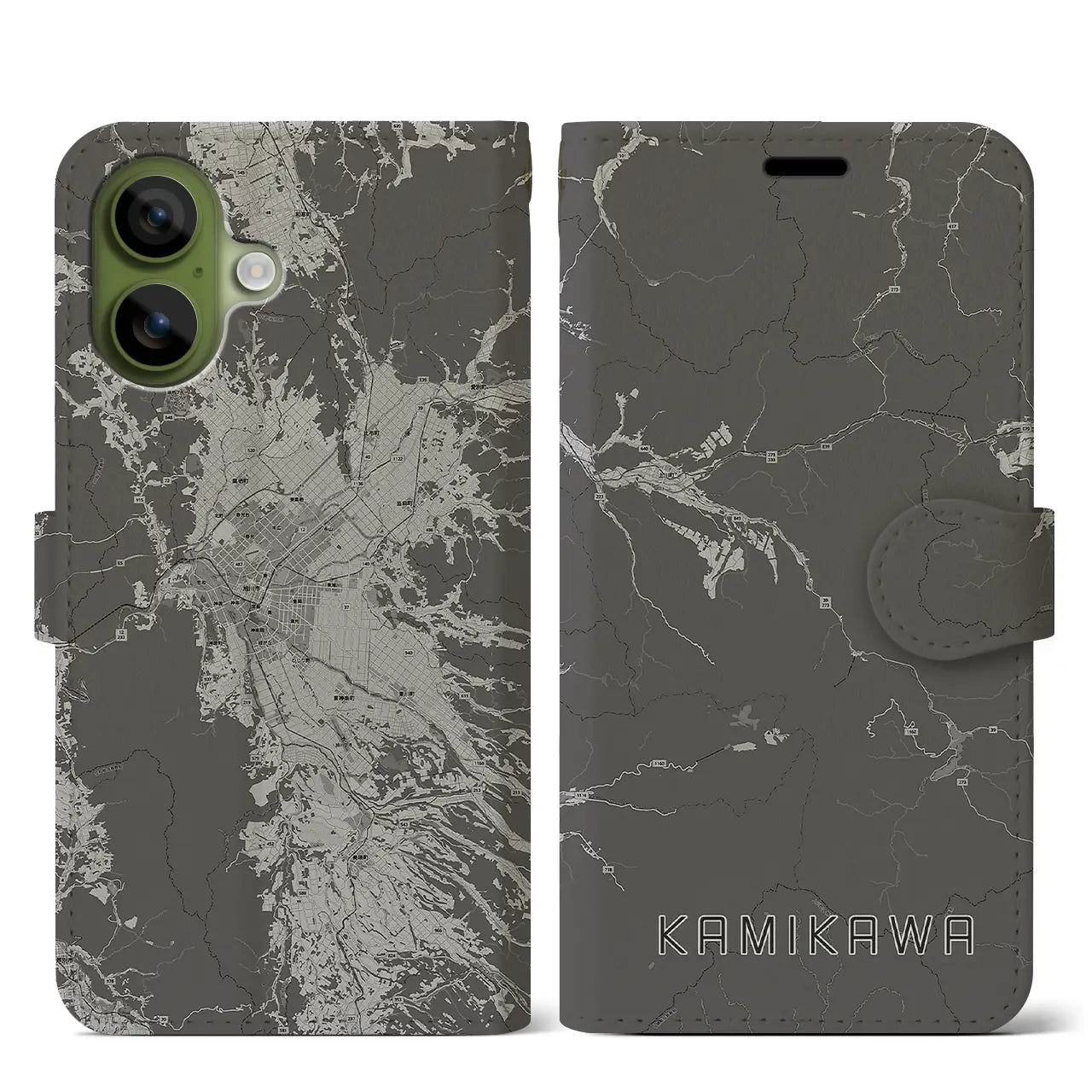 【上川（北海道）】地図柄iPhoneケース（手帳タイプ）