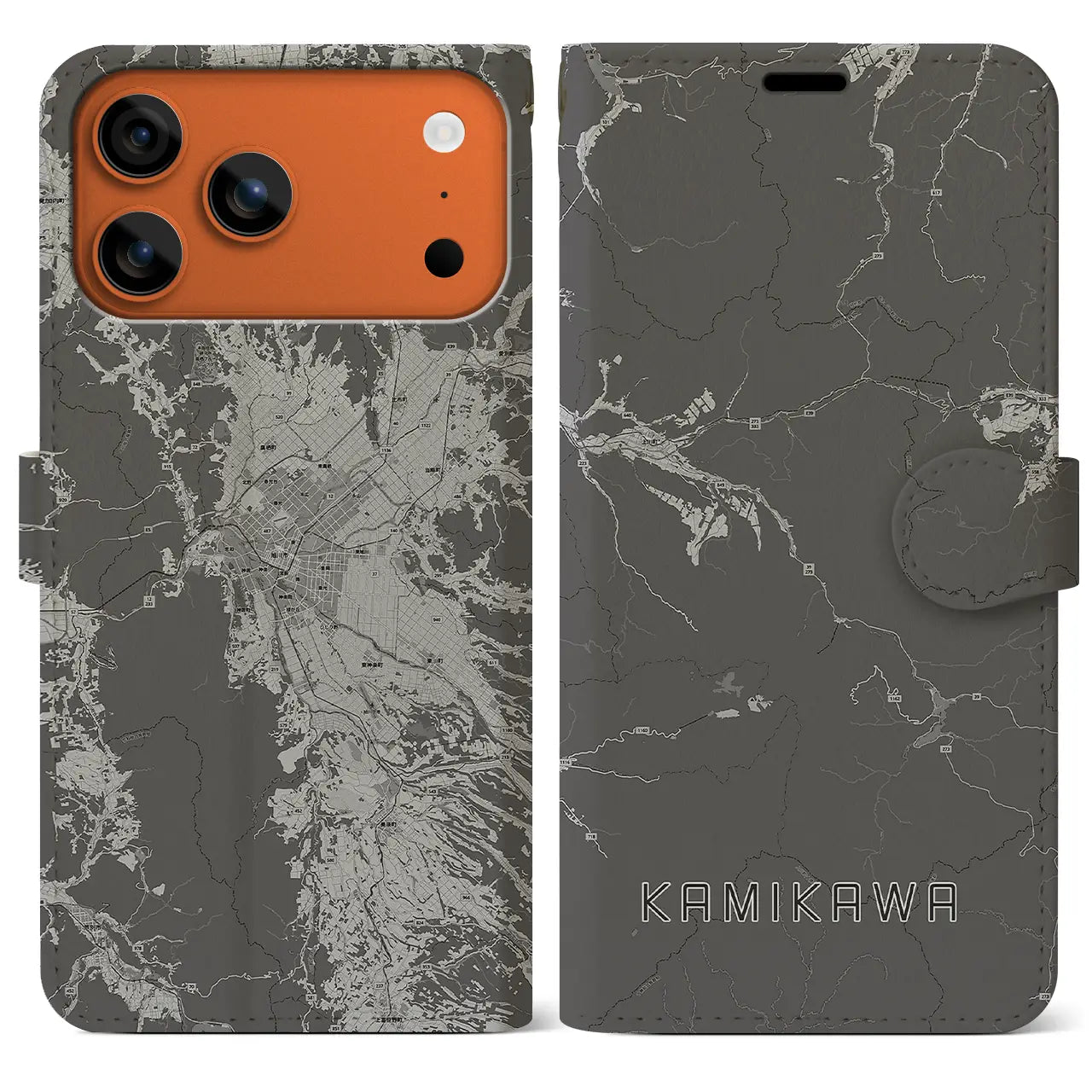 【上川(北海道)】地図柄iPhoneケース(手帳タイプ)