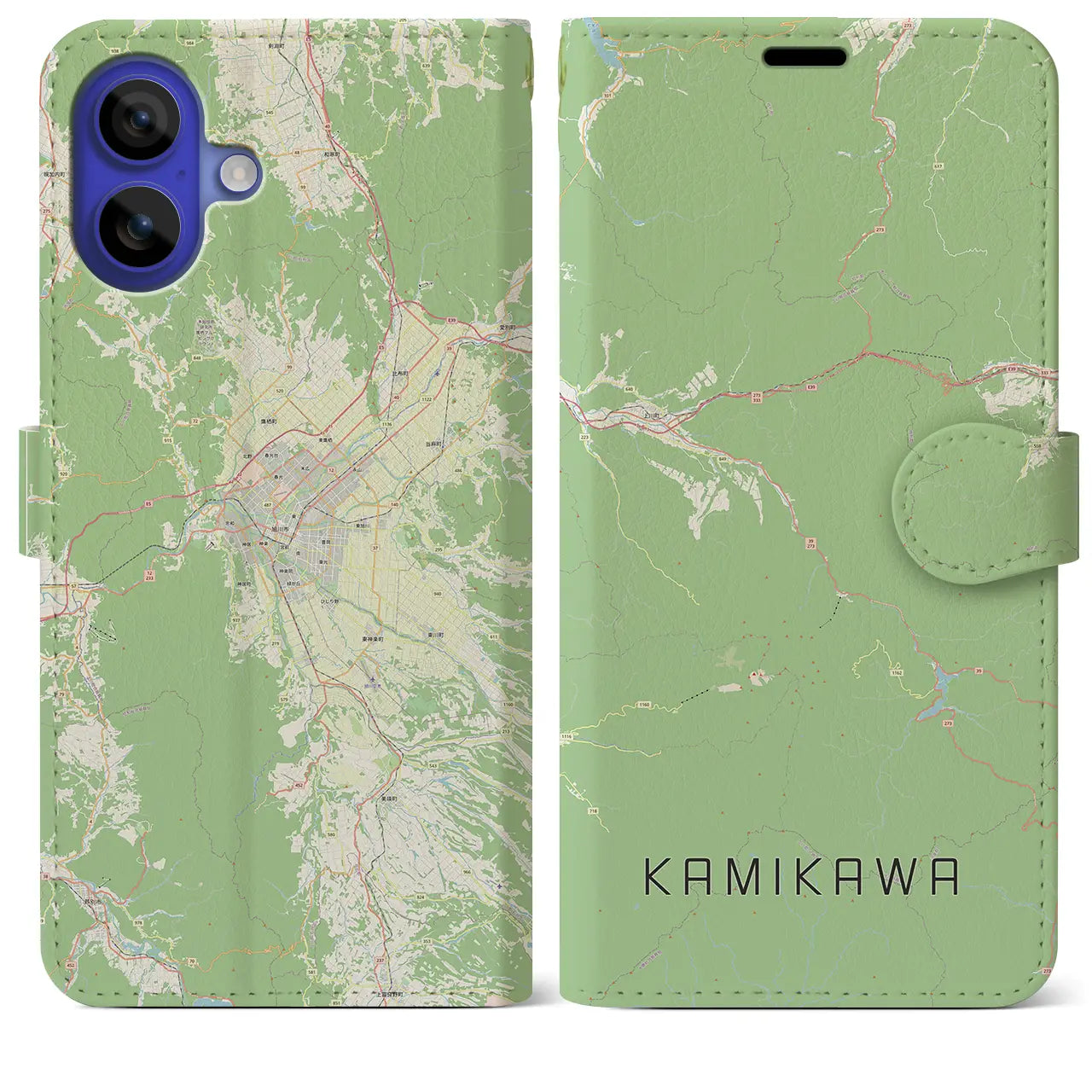 【上川(北海道)】地図柄iPhoneケース(手帳タイプ)
