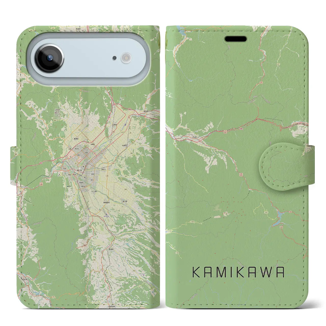 【上川(北海道)】地図柄iPhoneケース(手帳タイプ)