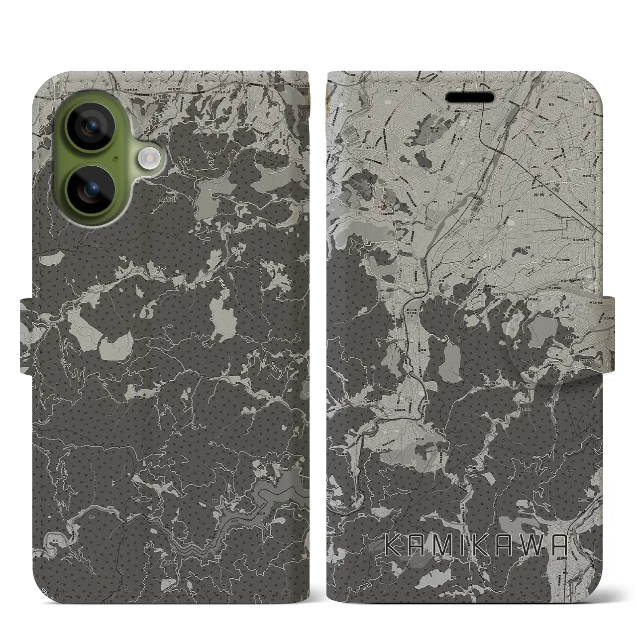 【神川（埼玉県）】地図柄iPhoneケース（手帳タイプ）