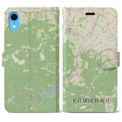 【神川（埼玉県）】地図柄iPhoneケース（手帳タイプ）ナチュラル・iPhone XR 用