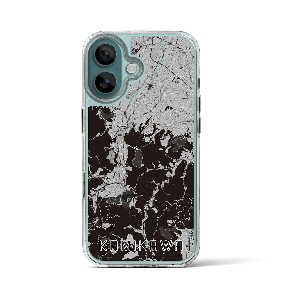【神川（埼玉県）】地図柄iPhoneケース（MagSafeタイプ）モノトーン・iPhone 16 Pro 用