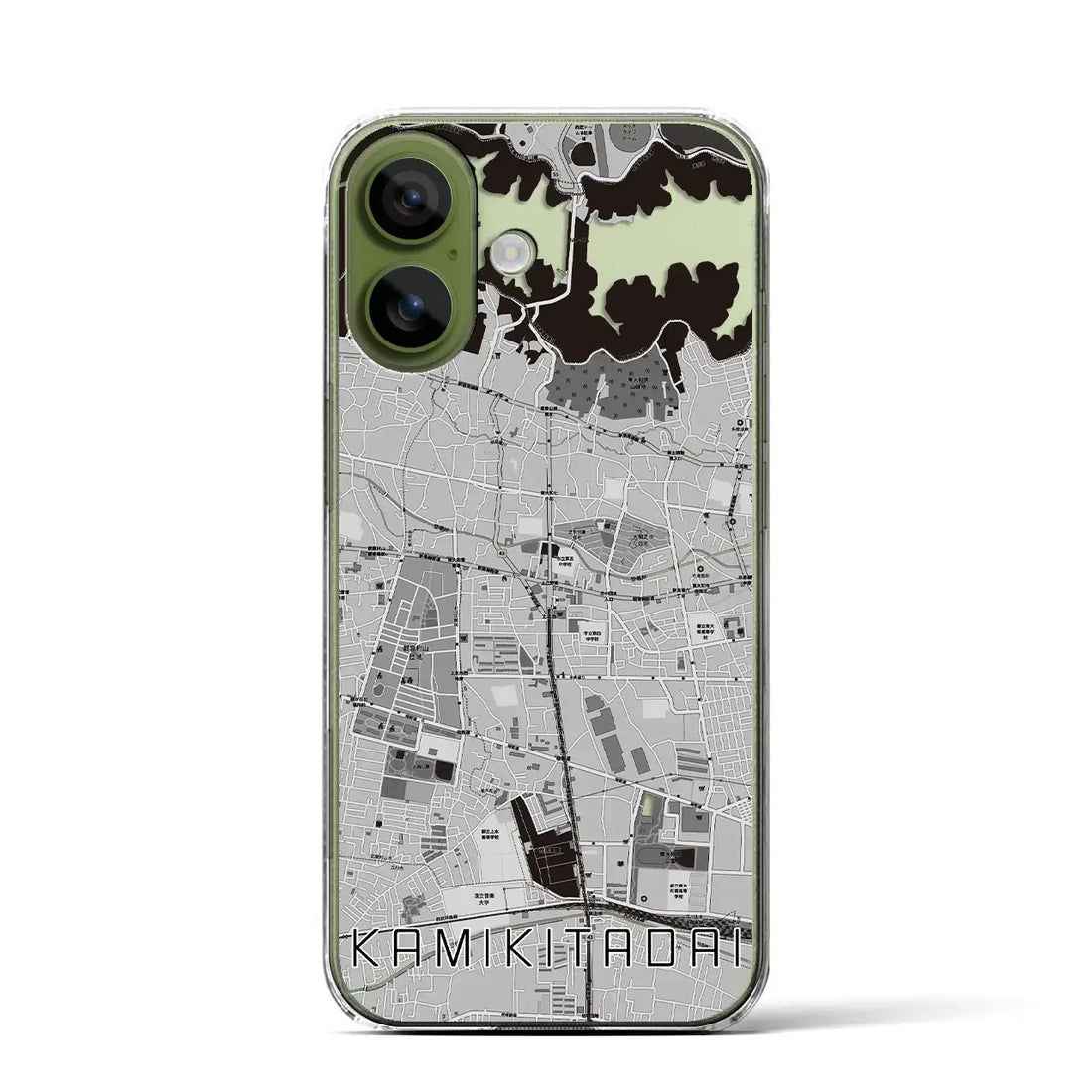 【上北台（東京都）】地図柄iPhoneケース（クリアタイプ）モノトーン・iPhone 17 Pro Max 用