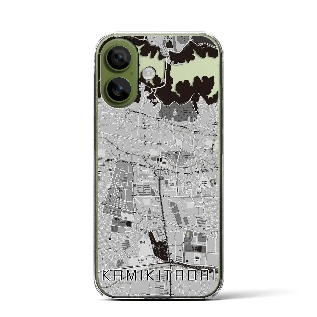 【上北台（東京都）】地図柄iPhoneケース（クリアタイプ）モノトーン・iPhone 17 Pro Max 用