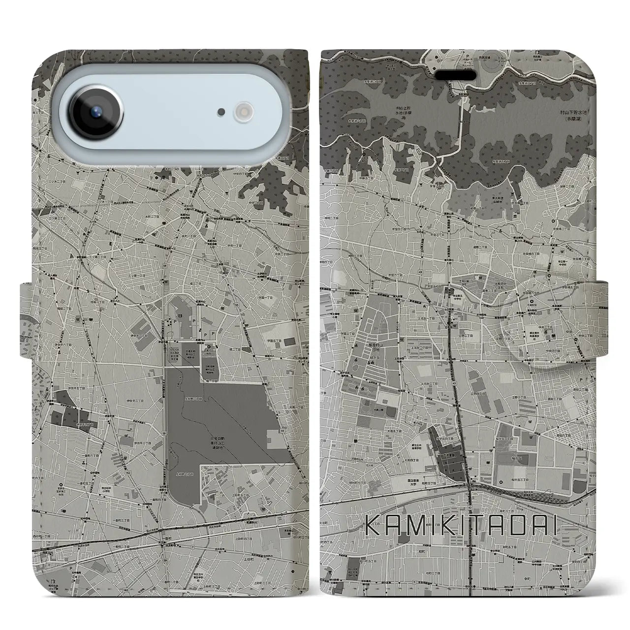 【上北台（東京都）】地図柄iPhoneケース（手帳タイプ）