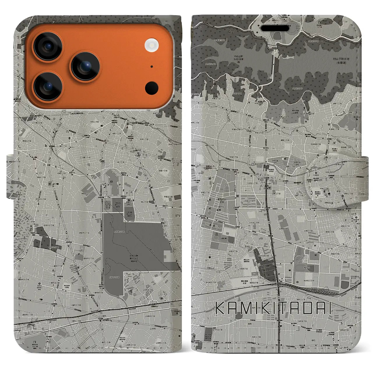 【上北台（東京都）】地図柄iPhoneケース（手帳タイプ）