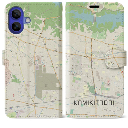 【上北台（東京都）】地図柄iPhoneケース（手帳タイプ）ナチュラル・iPhone 16 Pro Max 用