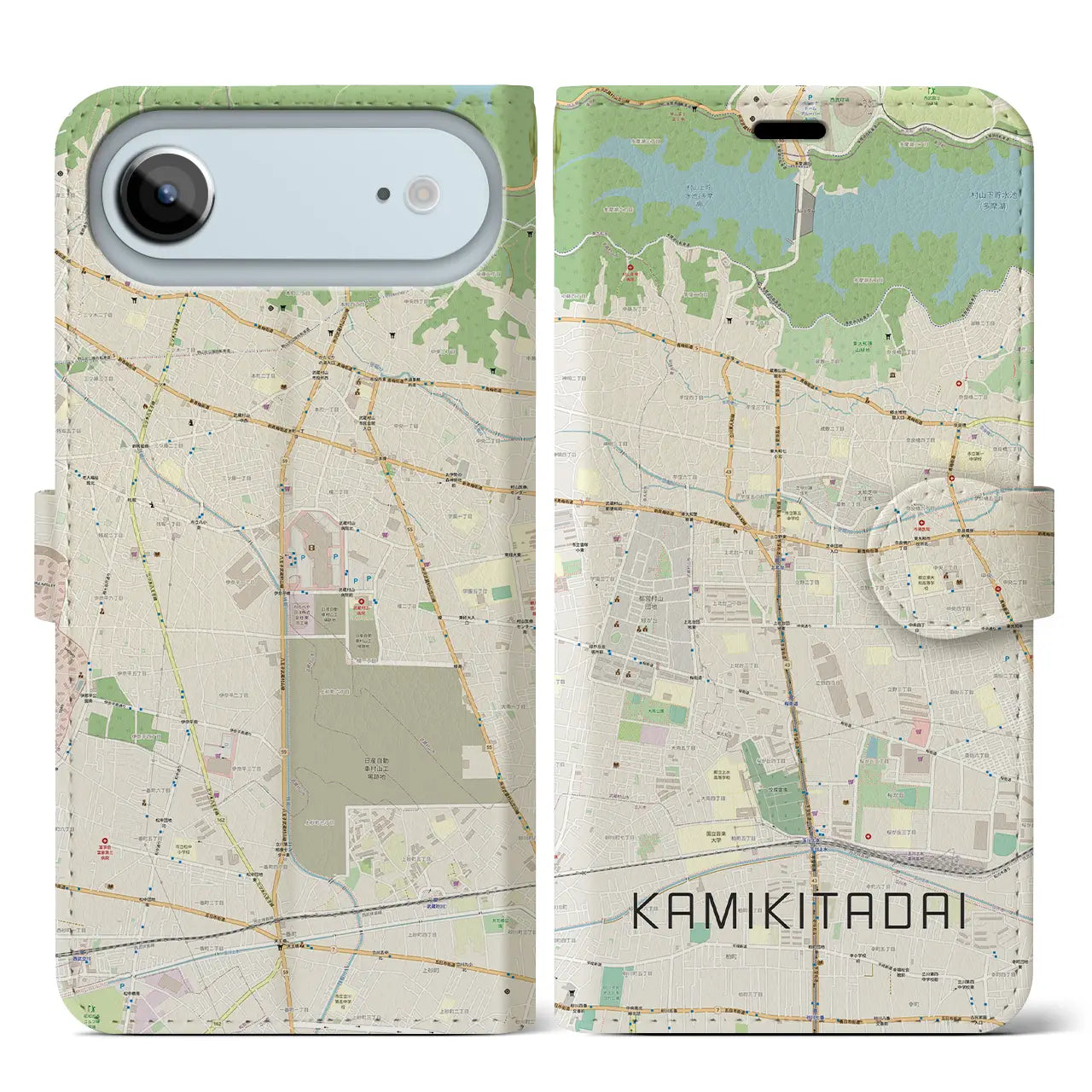 【上北台（東京都）】地図柄iPhoneケース（手帳タイプ）