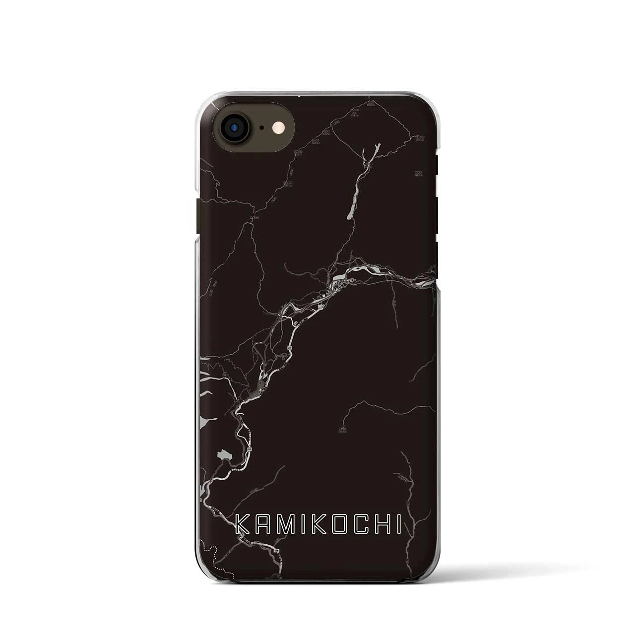 【上高地（長野県）】地図柄iPhoneケース（クリアタイプ）モノトーン・iPhone SE（第3 / 第2世代） / 8 / 7 / 6s / 6 用