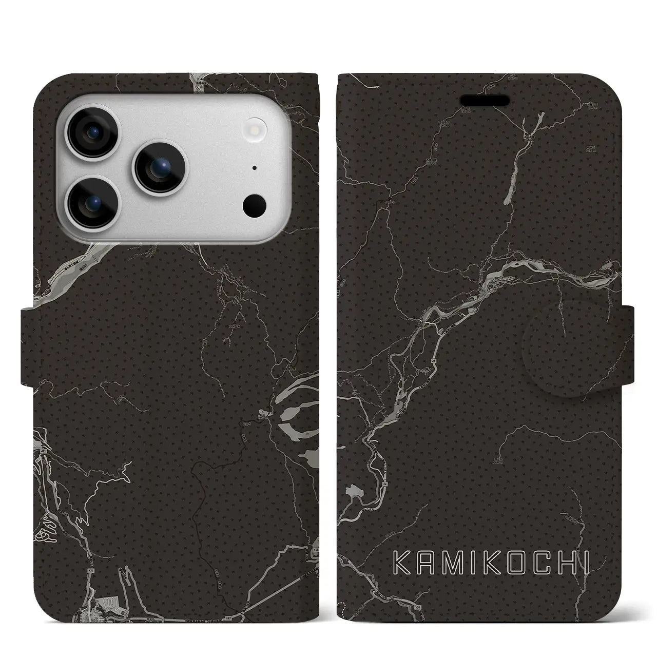 【上高地（長野県）】地図柄iPhoneケース（手帳タイプ）