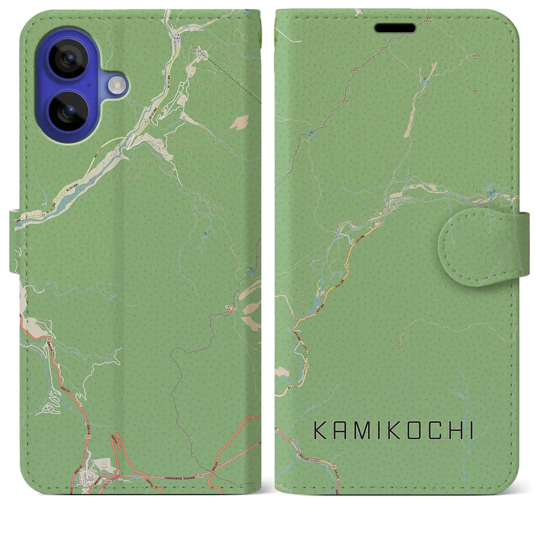 【上高地（長野県）】地図柄iPhoneケース（手帳タイプ）ナチュラル・iPhone 16 Pro Max 用