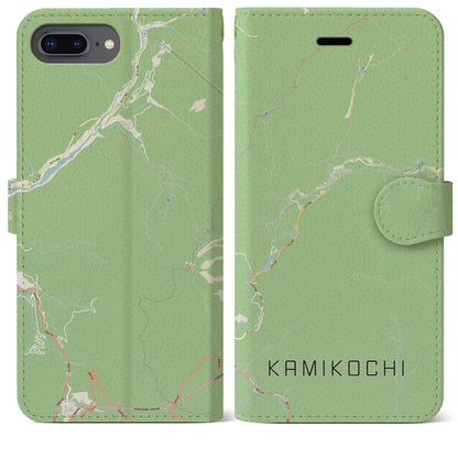 【上高地（長野県）】地図柄iPhoneケース（手帳タイプ）ナチュラル・iPhone 8Plus /7Plus / 6sPlus / 6Plus 用