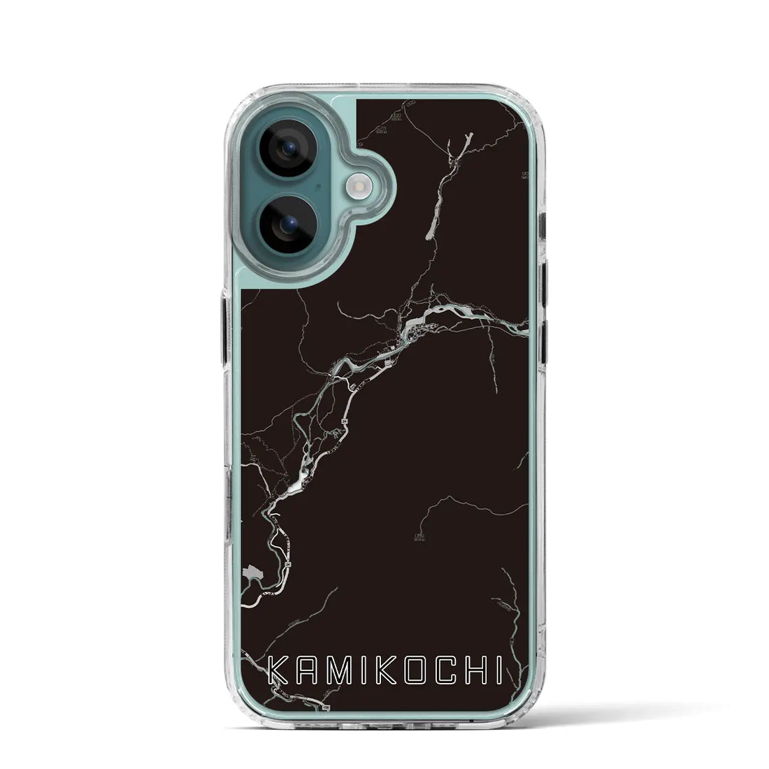 【上高地（長野県）】地図柄iPhoneケース（MagSafeタイプ）モノトーン・iPhone 16 Pro 用