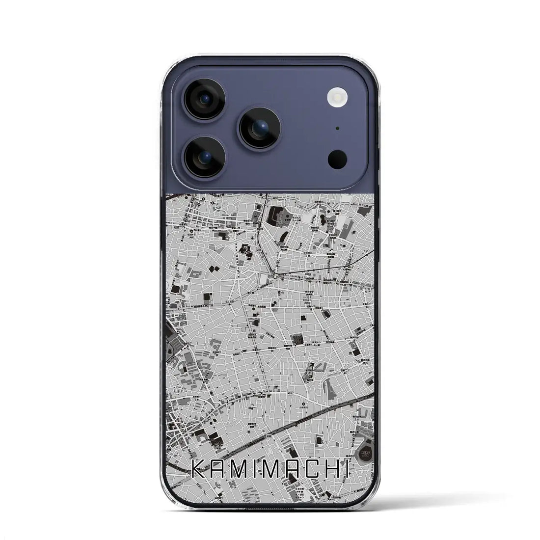 【上町(東京都)】地図柄iPhoneケース(クリアタイプ)モノトーン・iPhone 17 Pro Max 用