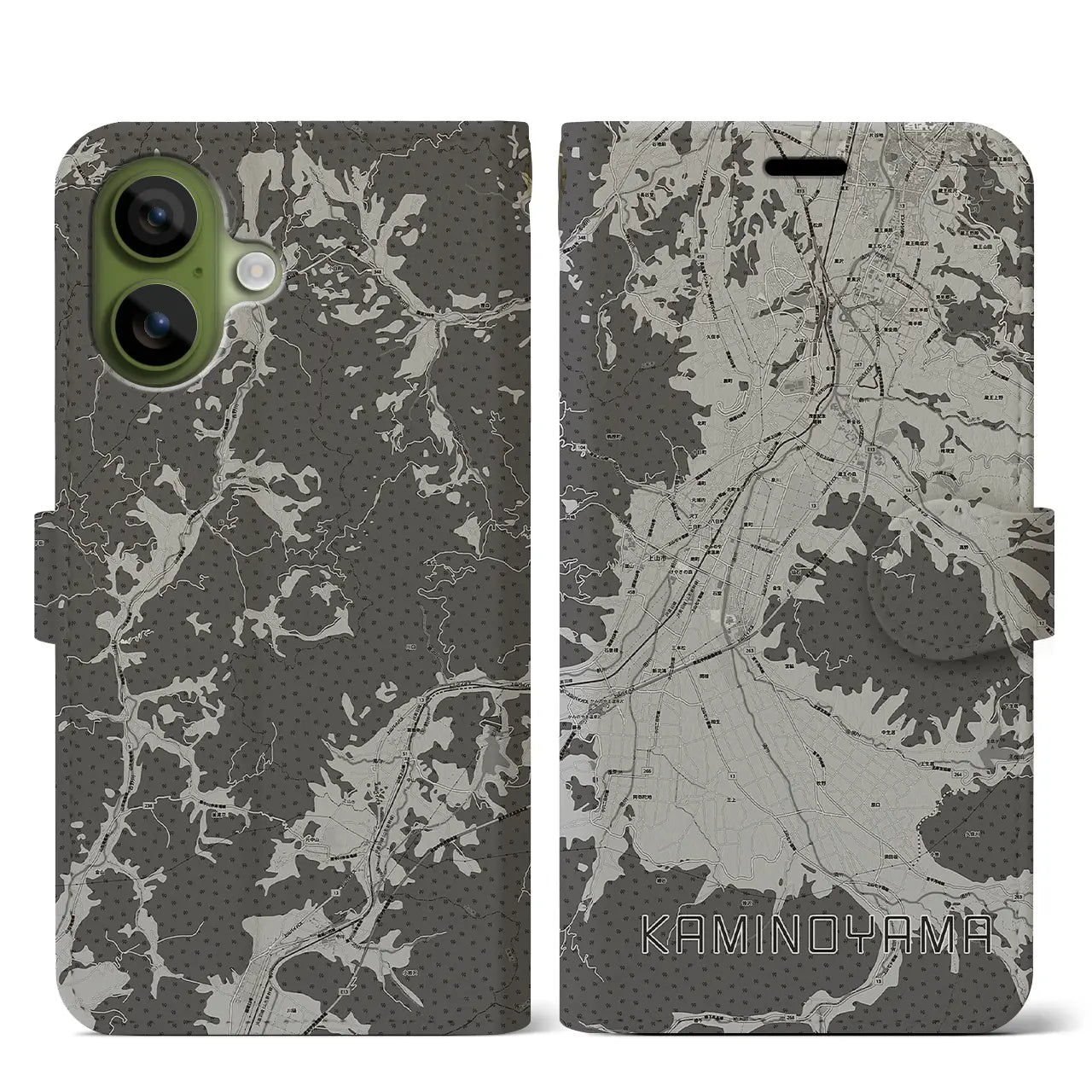 【上山（山形県）】地図柄iPhoneケース（手帳タイプ）