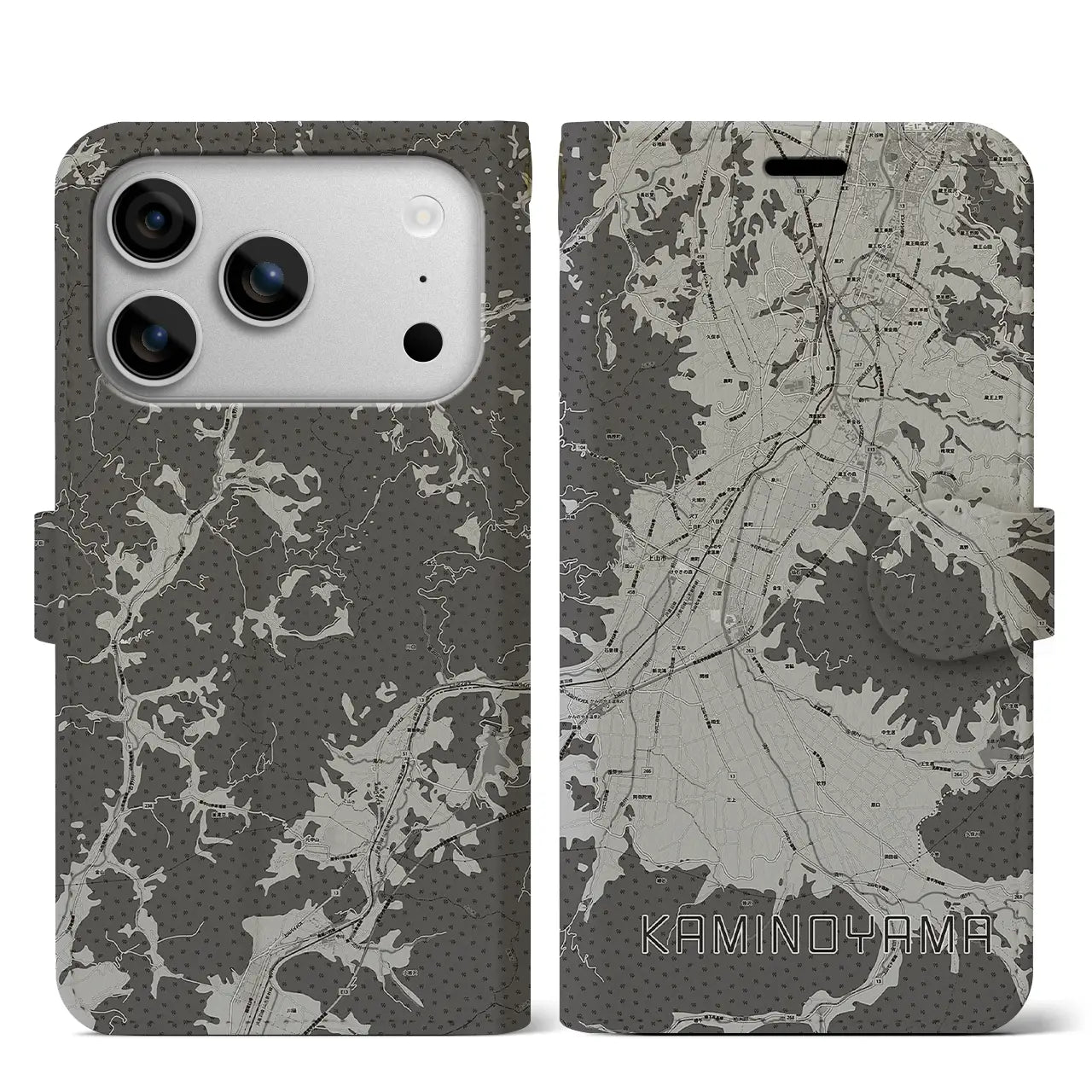 【上山（山形県）】地図柄iPhoneケース（手帳タイプ）