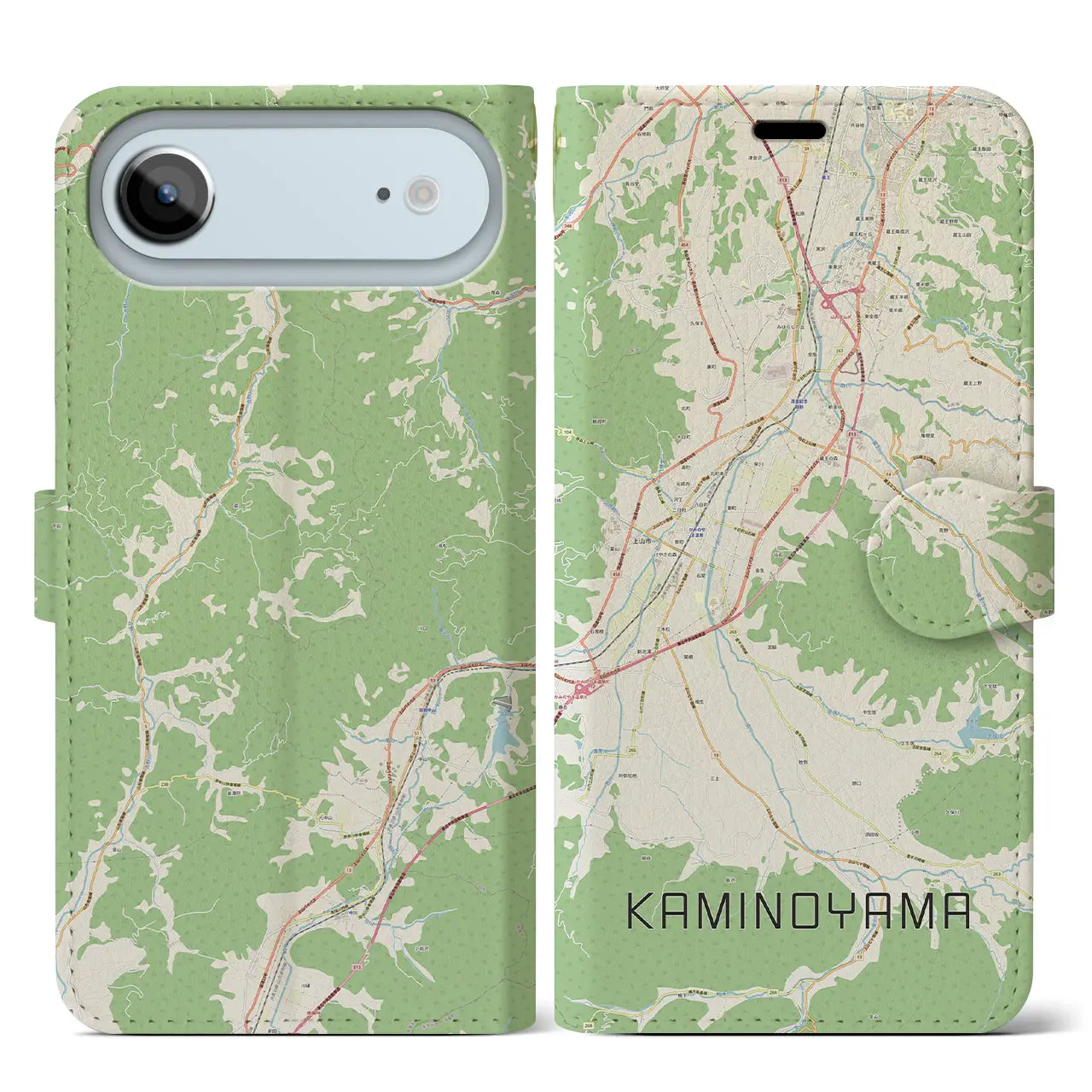 【上山（山形県）】地図柄iPhoneケース（手帳タイプ）