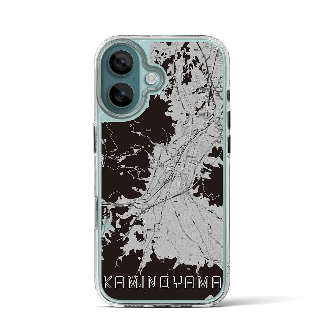 【上山（山形県）】地図柄iPhoneケース（MagSafeタイプ）モノトーン・iPhone 16 Pro 用