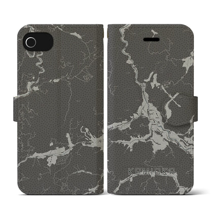 【神岡（岐阜県）】地図柄iPhoneケース（手帳タイプ）モノトーン・iPhone SE（第3 / 第2世代） / 8 / 7 / 6s / 6 用