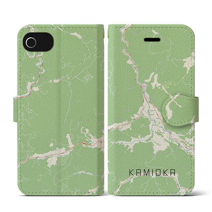 【神岡（岐阜県）】地図柄iPhoneケース（手帳タイプ）ナチュラル・iPhone SE（第3 / 第2世代） / 8 / 7 / 6s / 6 用